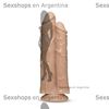 Doble consolador con sopapa piel